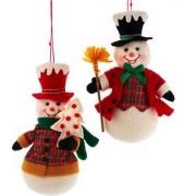 7.25 inch Fabric Plaid Snowman Orn 2/A 19,05x10,16x4,572 cm kerstornam...