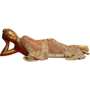 Fine Asianliving Mandalay Liggende Boeddha Zwart Rood Goud Handgemaakt