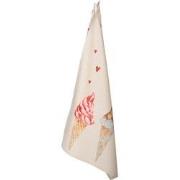 Clayre & Eef Theedoek  50x70 cm Beige Roze Katoen Rechthoek Ijsjes Keu...