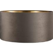 Fluweel - Velvet Lampenkap - Cilinder - Grey + goud - Luxe stijl - ø50...