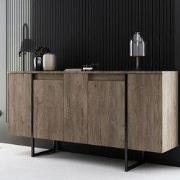 Modern Dressoir Walnoot Luxe 160x80x35 - Zwart Frame