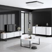 Meubelset Wit Luxe - Salontafel + TV Meubel + Dressoir - Zwart Frame