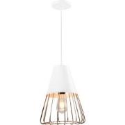 QUVIO Hanglamp langwerpig wit met rosegoud frame - QUV5179L-WHITE