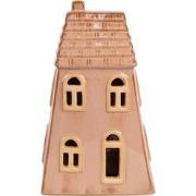 Clayre & Eef Decoratie Huis met LED 10x6x16 cm Bruin Porselein
