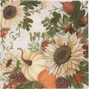 Clayre & Eef Servetten Papier Set van 20 33x33 cm Wit Beige Bloemen