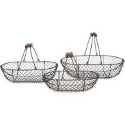 Clayre & Eef Opbergmand Set van 3  38x22x10 cm Bruin Ijzer Hout Rond M...