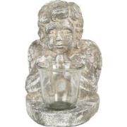 Clayre & Eef Theelichthouder Engel 23x18x26 cm Grijs Kunststof Glas Wa...