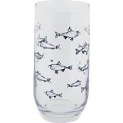 Clayre & Eef Waterglas  Ø 7x14 cm / 380 ml Transparant Glas Vissen Lon...