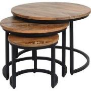Salontafel Set van 3 - Industriële Salontafelset Erjan - Mangohout