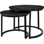Industriële Salontafel Set van 2 Alex - Zwart Mangohout