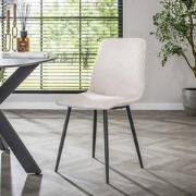 Set van 4 Eetkamerstoelen Koda Ribstof Crème - Zonder Armleuningen
