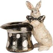 Clayre & Eef Decoratie Beeld Konijn 20x13x19 cm Beige Zwart Kunststof