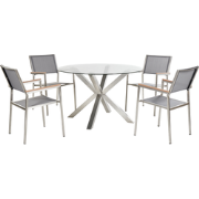 Beliani MALETTO/GROSSETO - Tuintafelset-Zilver-Polyester, RVS