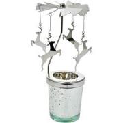 Clayre & Eef Waxinelichthouder Ø 8x17 cm Zilverkleurig Glas Metaal Her...