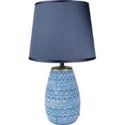 Clayre & Eef Tafellamp  Ø 20x35 cm  Blauw Wit Keramiek Rond Bureaulamp
