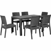 Beliani FOSSANO - Tuintafelset-Grijs-Synthetisch materiaal