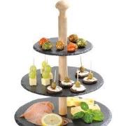 Etagere 3 Laags - Leisteen & Bamboe hout - Hoge kwaliteit - Etagere - ...