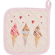 Clayre & Eef Pannenlap Kind  16x16 cm Beige Roze Katoen Vierkant Ijsje...