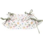 Clayre & Eef Broodmand  35x35x8 cm Wit Groen Katoen Vierkant Bloemen