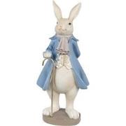 Clayre & Eef Beeld Konijn 12x9x26 cm Beige Blauw Polyresin Paasdecorat...