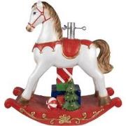 Clayre & Eef Kerstboom Standaard Hobbelpaard 69x19x64 cm Wit Rood Kuns...