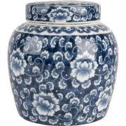 Clayre & Eef Vaas met Deksel Ø 13x13 cm Blauw Keramiek