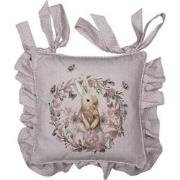 Clayre & Eef Kussenhoes Stoelkussen  40x40 cm Beige Roze Katoen Vierka...