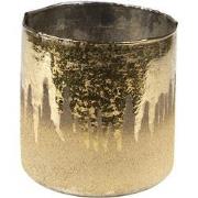 Clayre & Eef Theelichthouder  Ø 10x10 cm Goudkleurig Bruin Glas Waxine...