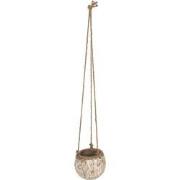 Clayre & Eef Bloempot  Ø 11x12 cm Grijs Beige Keramiek Bloemen Bloempo...