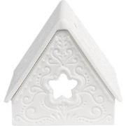 Clayre & Eef Waxinelichthouder Huis 8x8x8 cm Wit Porselein Theelichtho...