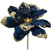 Clayre & Eef Kunstbloem Kerstster Ø 24x27 cm Blauw Kunststof