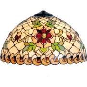 LumiLamp Lampenkap Tiffany  Ø 30x18 cm Beige Rood Glas Halfrond Roos G...