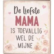 Clayre & Eef Tekstbord  13x15 cm Beige Metaal Rechthoek Liefste Mama W...