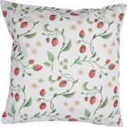 Clayre & Eef Kussenhoes  40x40 cm Wit Rood Katoen Vierkant Aardbeien S...