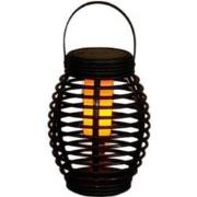 Solar lantaarn zwart d15x19 cm vlam-effect