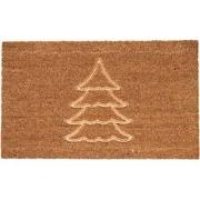 Clayre & Eef Deurmat  75x45 cm Bruin Kokosvezel Pvc Rechthoek Kerstboo...