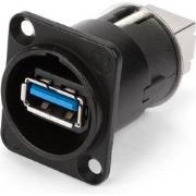 Neutrik omkeerbare usb 3.0-adapter (type usb a en usb b) vernikkelde b...