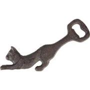 Clayre & Eef Flesopener Kat 17x9x1 cm Bruin Ijzer Bieropener