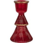 Clayre & Eef Kandelaar  Ø 6x10 cm Rood Glas