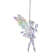 Clayre & Eef Kersthanger Fee 15 cm Zilverkleurig Kunststof Kerstboomve...