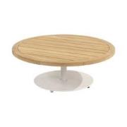 Volta teak salontafel centrale poot wit 80 cm dia. H30 cm 4SO