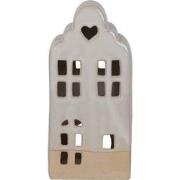 Clayre & Eef Theelichthouder Huis 11x10x23 cm Beige Keramiek Waxinelic...