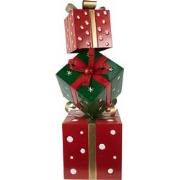Clayre & Eef Kerstdecoratie Cadeau 42x36x92 cm Rood Groen Metaal