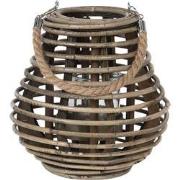 Clayre & Eef Windlicht  Ø 23x23 cm Bruin Hout Rond Kaarsenhouder