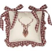 Clayre & Eef Kussenhoes Stoelkussen  40x40 cm Beige Rood Katoen Vierka...