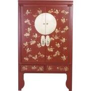 Fine Asianliving Chinese Bruidskast Handgeschilderde Vlinders Rood -