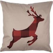 Clayre & Eef Kussenhoes  45x45 cm Rood Bruin Polyester Hert Sierkussen...
