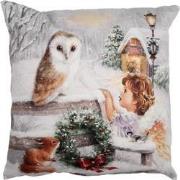Clayre & Eef Kussenhoes 45x45 cm Beige Polyester Kerst Sierkussenhoes