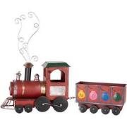 Clayre & Eef Kerstdecoratie Beeld Locomotief 63x15x38 cm Rood Metaal