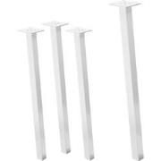 Set van 4 tafelpoten schuin 72 cm wit glanzend gemaakt van gepoedercoa...
